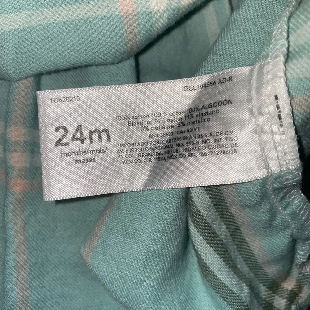 24M Carter's Plaid Green and Creme Toddler Jersey Plaid Dress